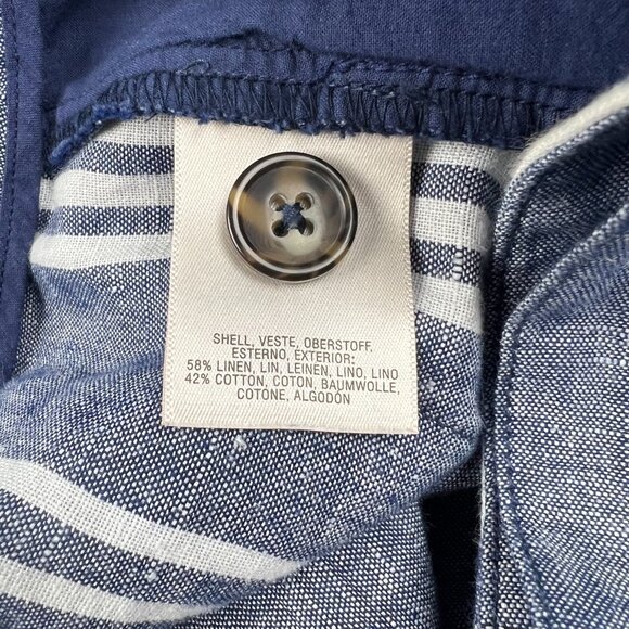 Anthropologie Blue & White Stripe Wide-Leg Front Pleat Pant Size OP - Picture 9 of 10